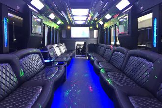 Evergreen limo bus interior